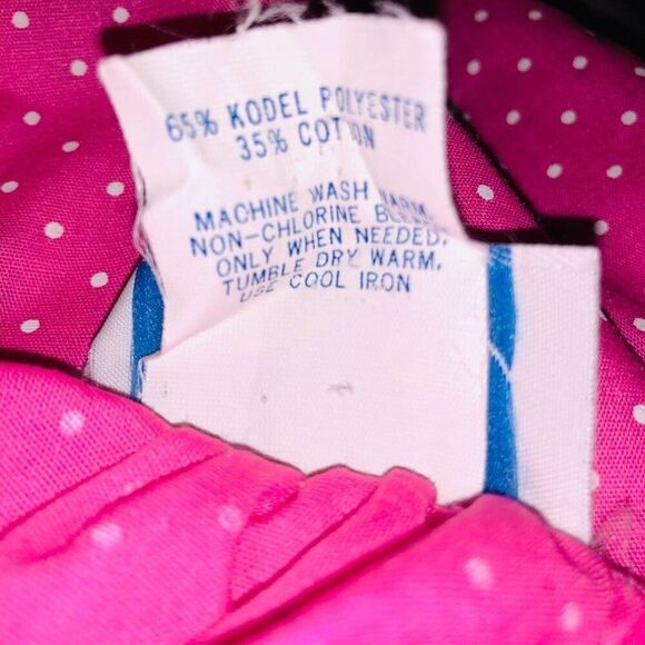 Vintage 80s Womens Housecoat Robe 2XL Pink White Polka Dot Short Sleeve - Picture 8 of 8